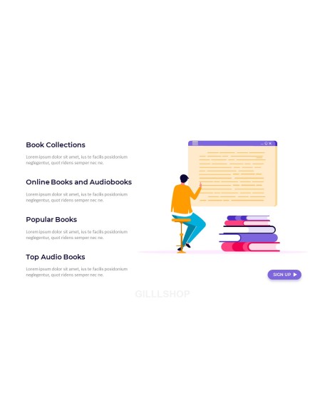 Online Library Illust Pitch Deck Presentation Animated Slides