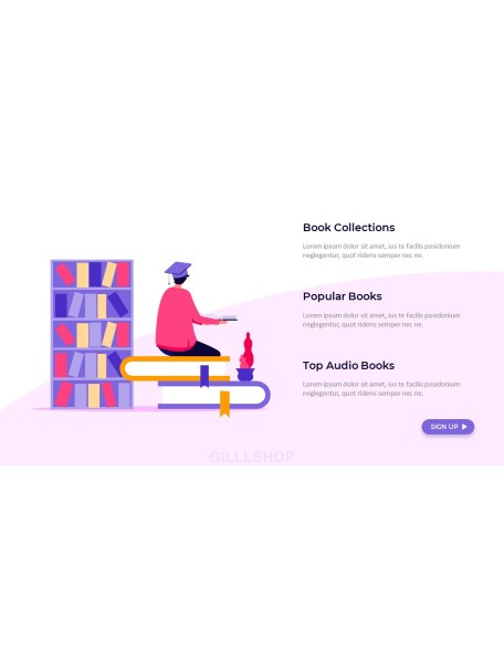 Online Library Illust Pitch Deck Presentation Animated Slides