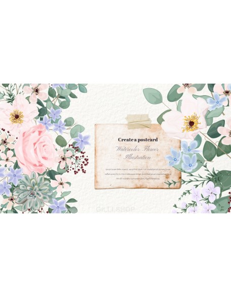 Watercolor Flower Illustration Easy PowerPoint Design