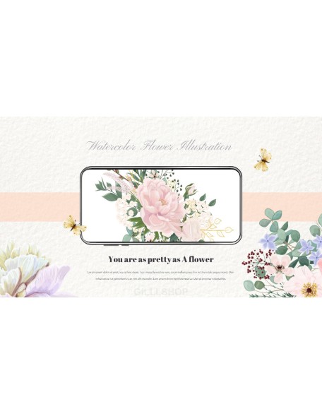 Watercolor Flower Illustration Easy PowerPoint Design