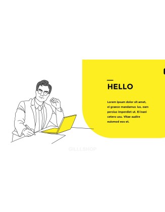 Line Business Illustration Pitch Deck Theme Presentation Templates