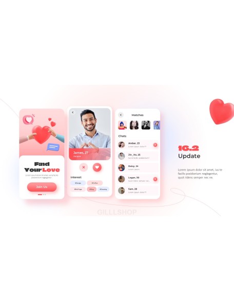 Find Your Love Dating App minimalist powerpoint template