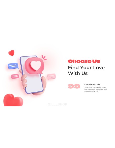 Find Your Love Dating App minimalist powerpoint template