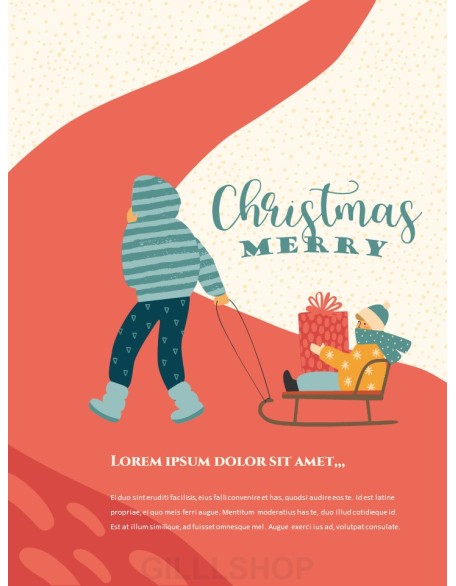 Christmas Illustration Vertical Design PPT Model