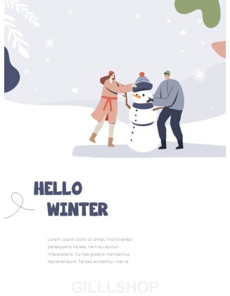 Winter Season Theme Abstract Design Template PowerPoint Format