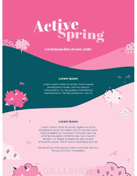 Active Spring Theme Illustration Template powerpoint ppt